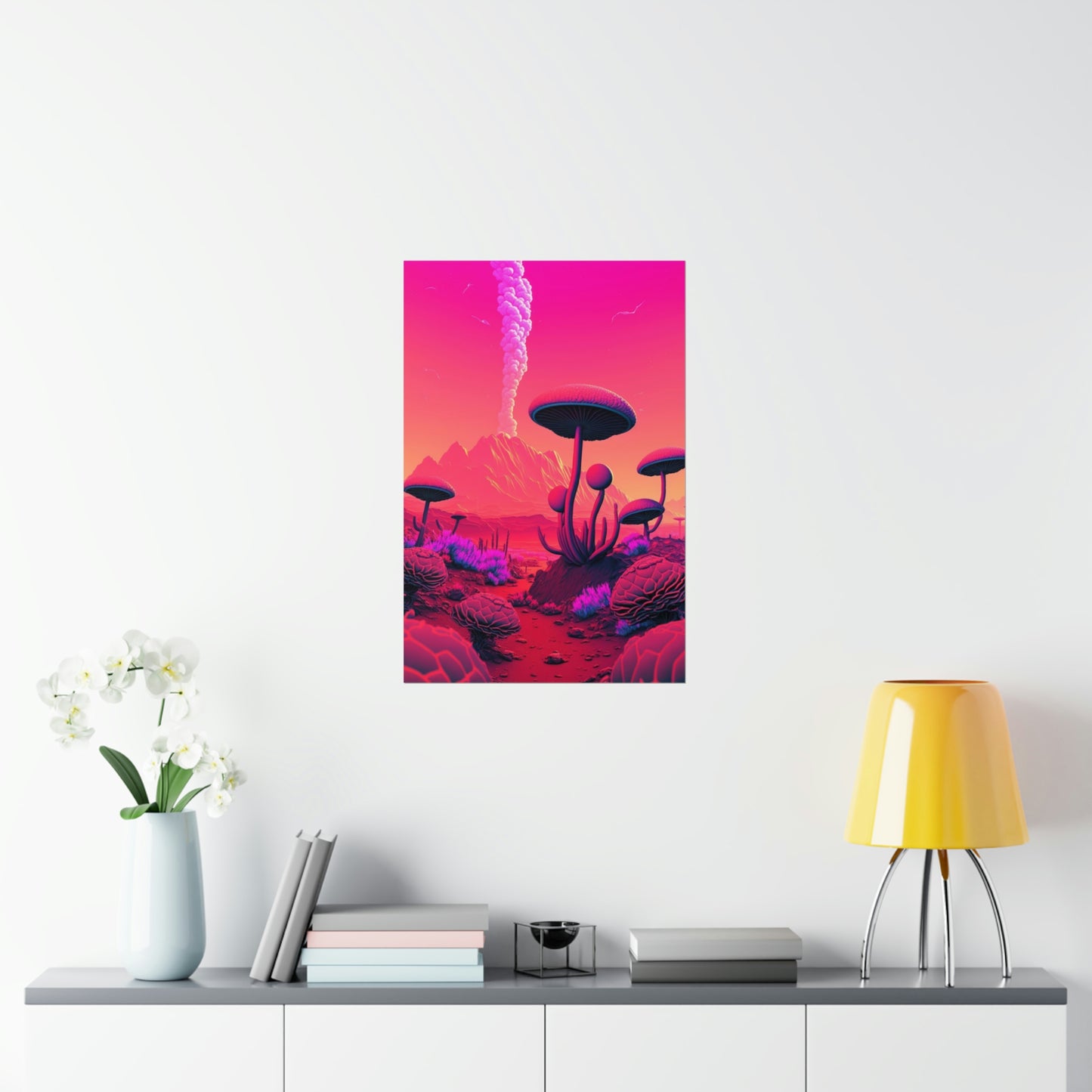 Sci-fi Alien Mushroom Planet Matte Poster Art Print | Aesthetic Game Room & Kids Room Decor