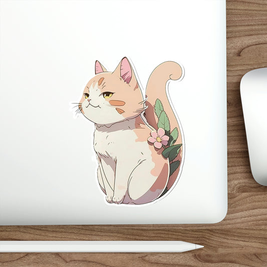 Anime Cat Flower Sticker | Kawaii Kitty Plant Design 2x2-6x6