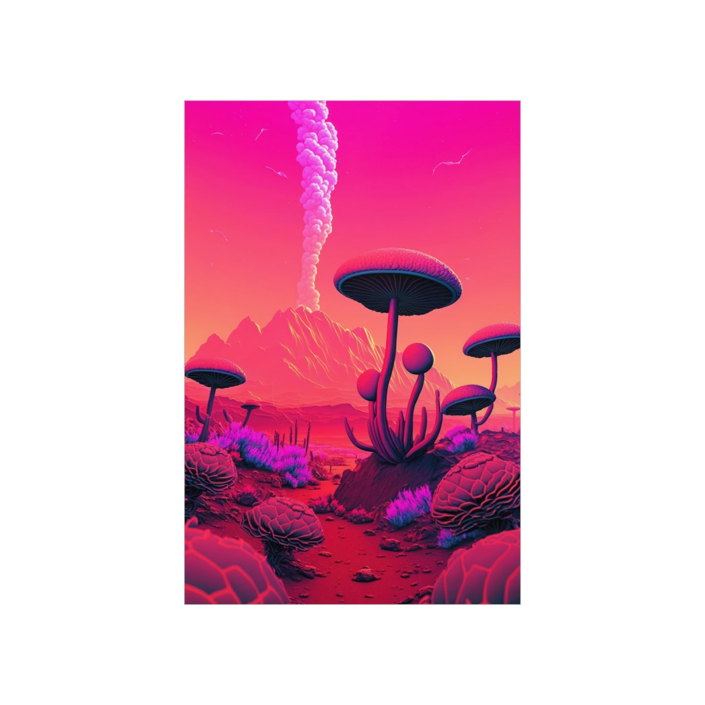 Sci-fi Alien Mushroom Planet Matte Poster Art Print | Aesthetic Game Room & Kids Room Decor