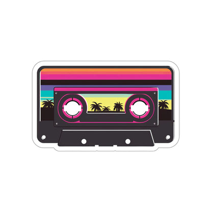 Rainbow Palm Tree Cassette Tape Sticker | Vaporwave Sunset Lofi Kawaii Aesthetic 2x2-6x6 inches