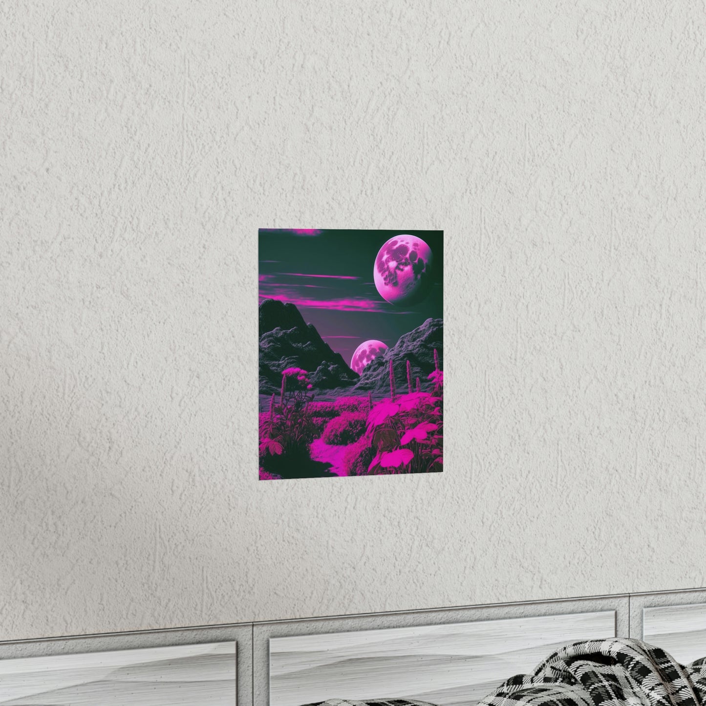 Fuchsia Alien Planet Matte Poster Art Print | Aesthetic Sci-fi Game Room & Kids Room Decor