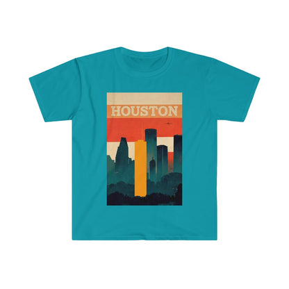 Houston Retro Skyline Unisex T-Shirt - Gildan