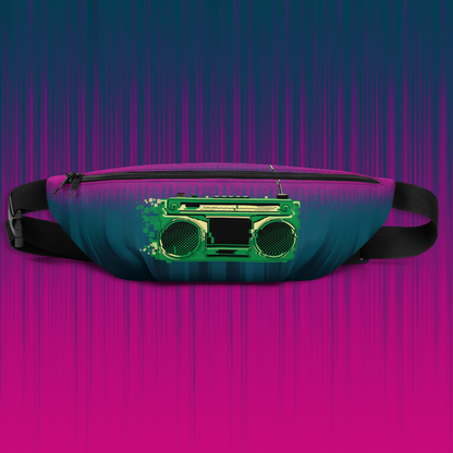 Boombox Glitch Fanny Pack Bag | Abstract Original Cyberpunk Purse