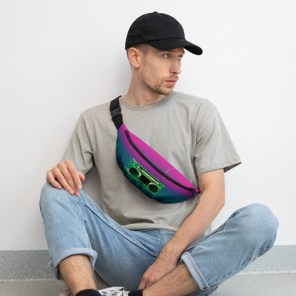 Boombox Glitch Fanny Pack Bag | Abstract Original Cyberpunk Purse