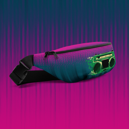 Boombox Glitch Fanny Pack Bag | Abstract Original Cyberpunk Purse