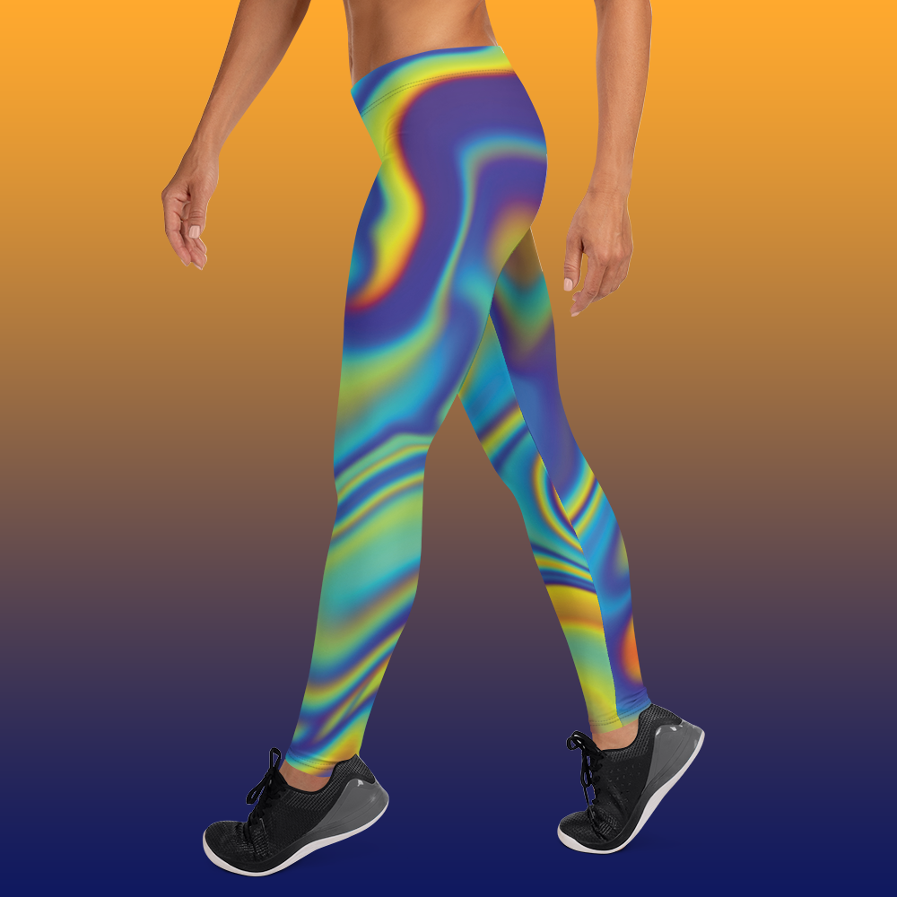 Colorful Trippy Marble Leggings | Abstract Oil Spill Color Splash Psychedelic Art Yoga Pants