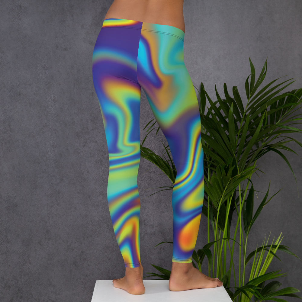 Colorful Trippy Marble Leggings | Abstract Oil Spill Color Splash Psychedelic Art Yoga Pants