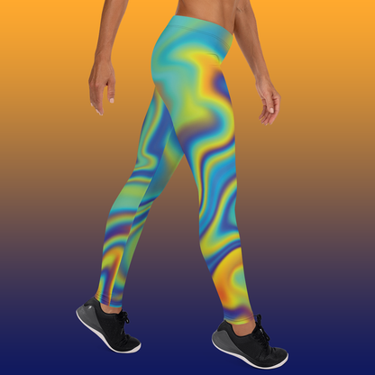 Colorful Trippy Marble Leggings | Abstract Oil Spill Color Splash Psychedelic Art Yoga Pants