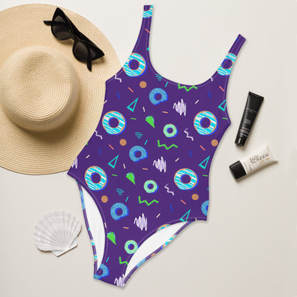 Donut 80's Pattern Swimsuit | Cute One Piece Swimwear