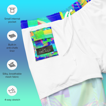 Colorful Glitch 80's Swim Trunks | Vaporwave Aesthetic Summer Wear Swimsuit | 2XS-6XL