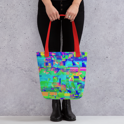 Colorful Rainbow Glitch Tote Bag Purse 15" x 15" | 80s 90s Skating Rink Aesthetic