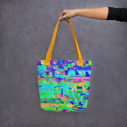 Colorful Rainbow Glitch Tote Bag Purse 15" x 15" | 80s 90s Skating Rink Aesthetic