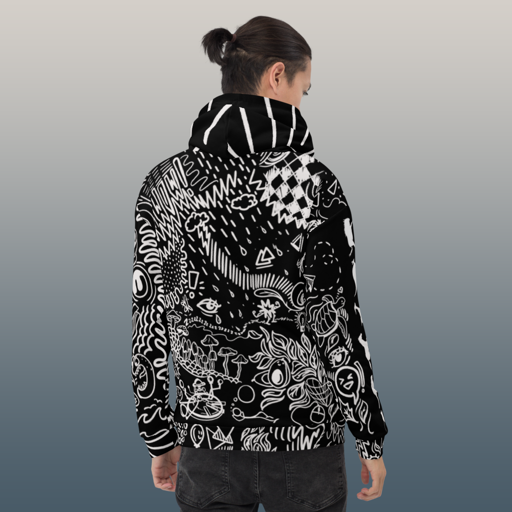 Cartoon Doodle Hoodie Inverted Version | Street Fashion Streetwear | Unique Aesthetic Apparel