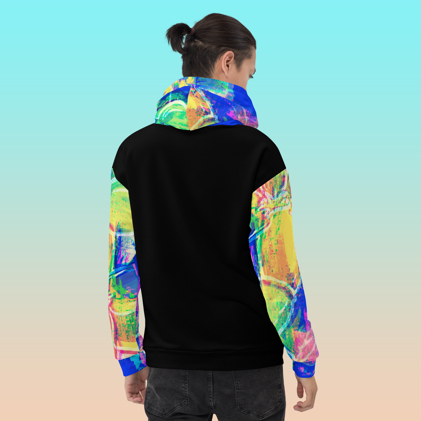 Neon Flower Glitch Hoodie | Unique Unisex Abstract Apparel XS-3XL