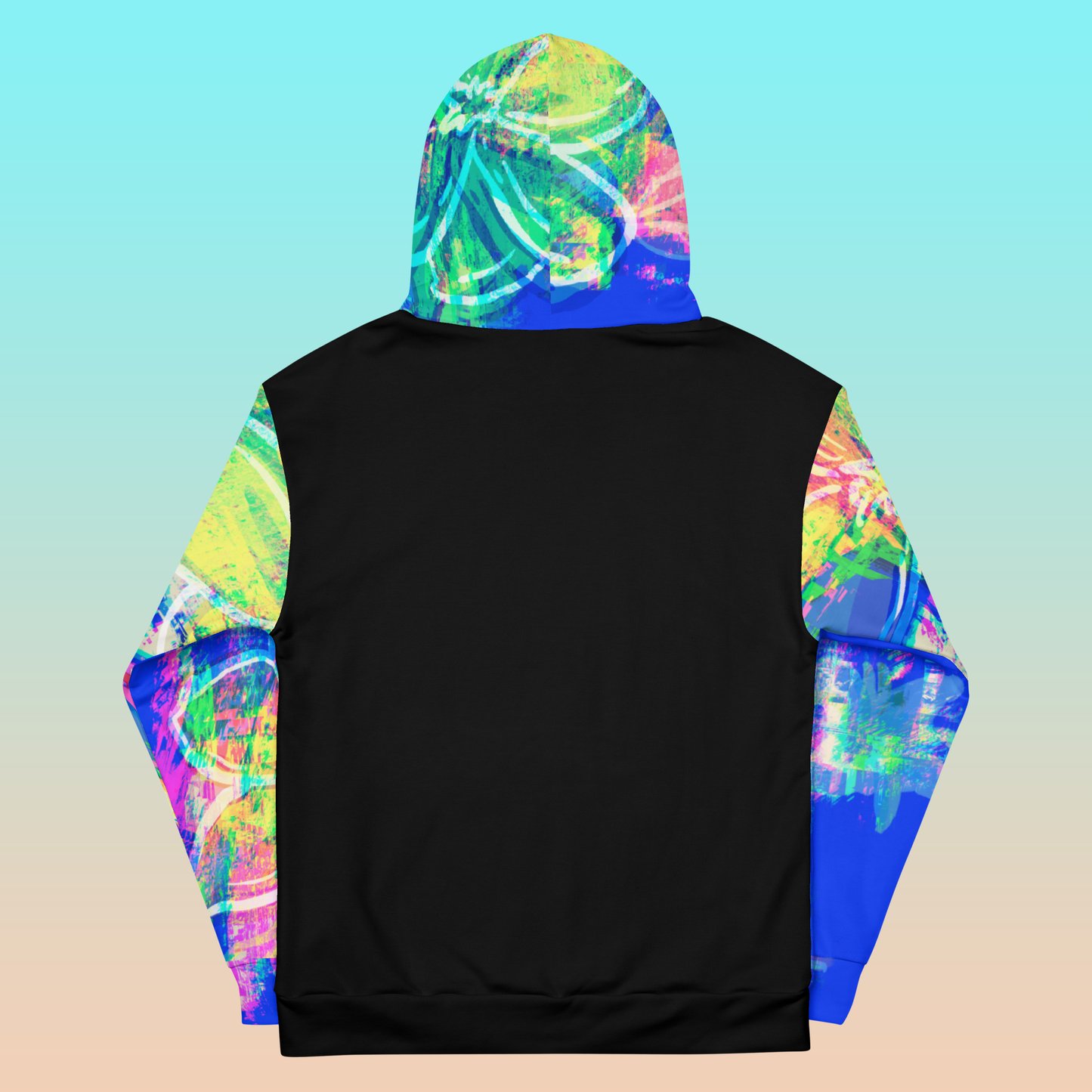 Neon Flower Glitch Hoodie | Unique Unisex Abstract Apparel XS-3XL