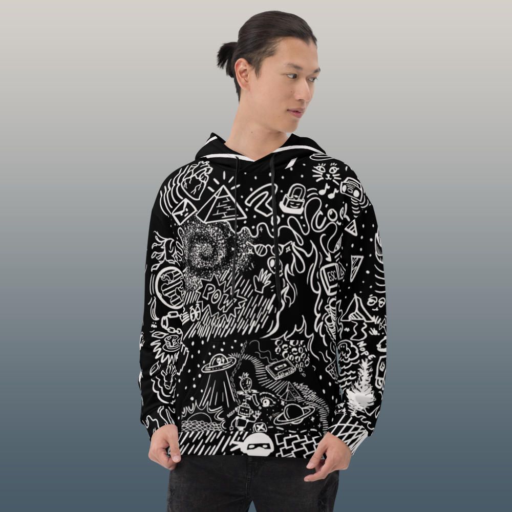 Cartoon Doodle Hoodie Inverted Version | Street Fashion Streetwear | Unique Aesthetic Apparel