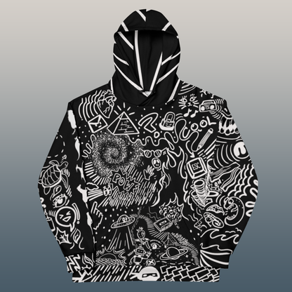 Cartoon Doodle Hoodie Inverted Version | Street Fashion Streetwear | Unique Aesthetic Apparel