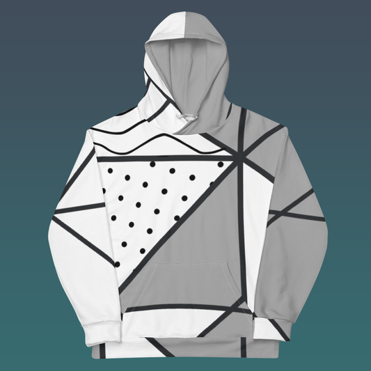 Abstract Pattern Hoodie | Grayscale Geometric Asymmetrical Apparel