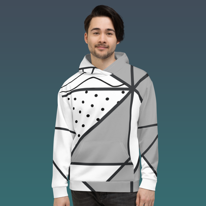 Abstract Pattern Hoodie | Grayscale Geometric Asymmetrical Apparel