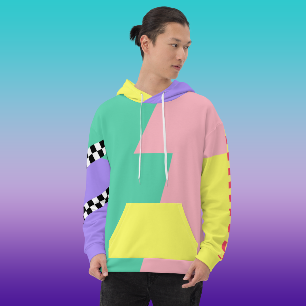 Color Block - Lightning Hoodie Asymmetric Rainbow Unisex Fit | Aesthetic Kawaii Skater Apparel