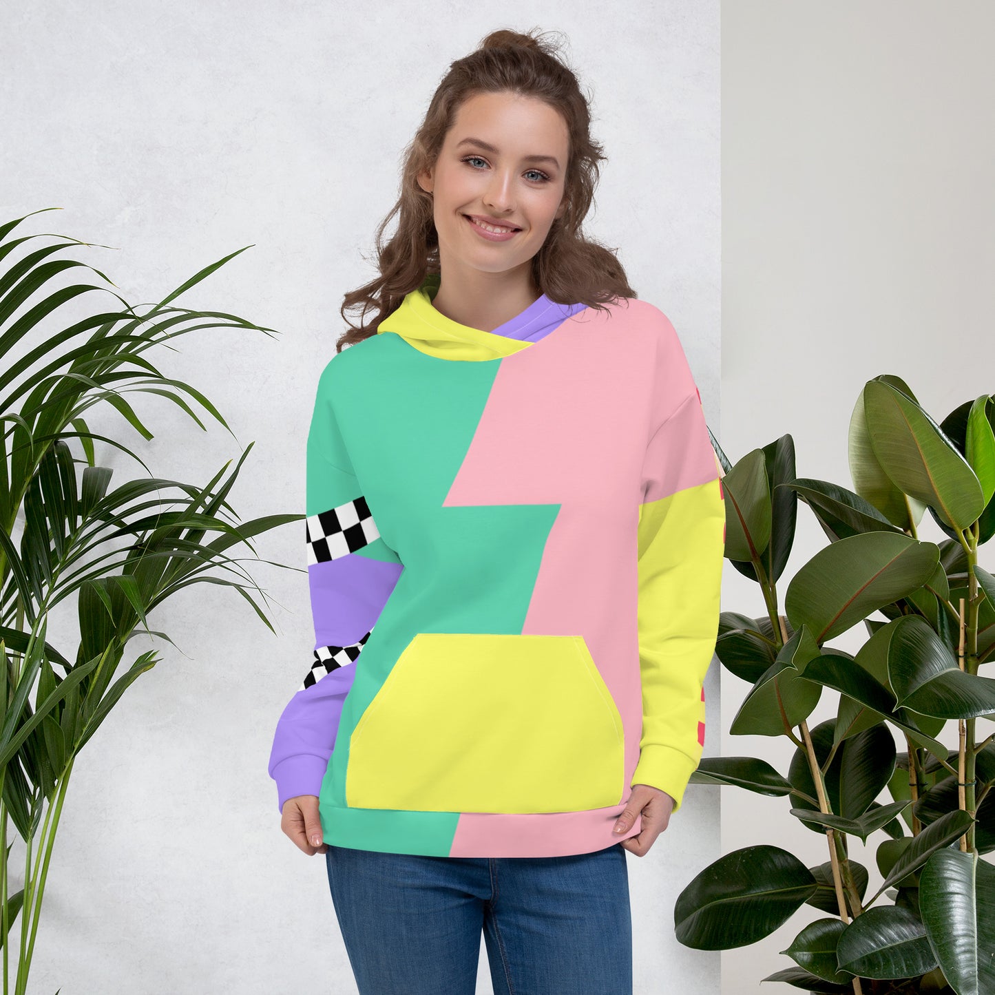 Color Block - Lightning Hoodie Asymmetric Rainbow Unisex Fit | Aesthetic Kawaii Skater Apparel