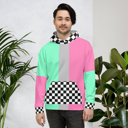 Color Block Watermelon Hoodie Mint Pink Unisex Fit | Aesthetic Kawaii Skater Checkerboard Apparel XS-3XL