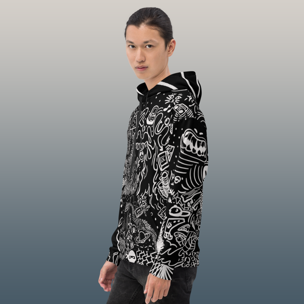 Cartoon Doodle Hoodie Inverted Version | Street Fashion Streetwear | Unique Aesthetic Apparel