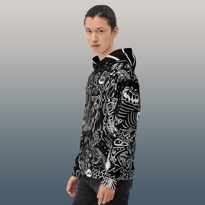 Cartoon Doodle Hoodie Inverted Version | Street Fashion Streetwear | Unique Aesthetic Apparel