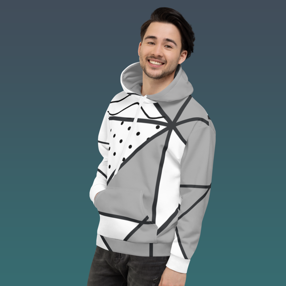 Abstract Pattern Hoodie | Grayscale Geometric Asymmetrical Apparel