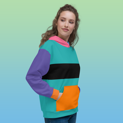 90's Color Block Hoodie | Retro Vintage Sweatshirt