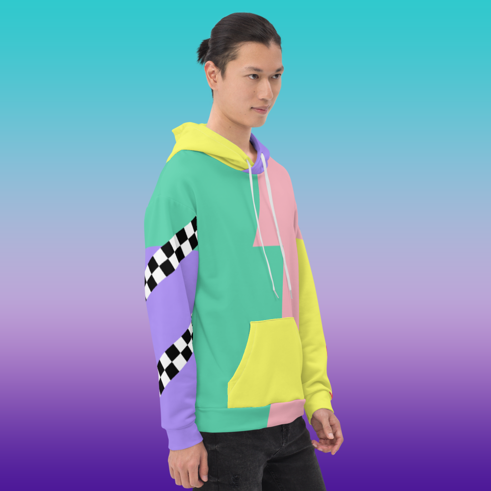 Color Block - Lightning Hoodie Asymmetric Rainbow Unisex Fit | Aesthetic Kawaii Skater Apparel