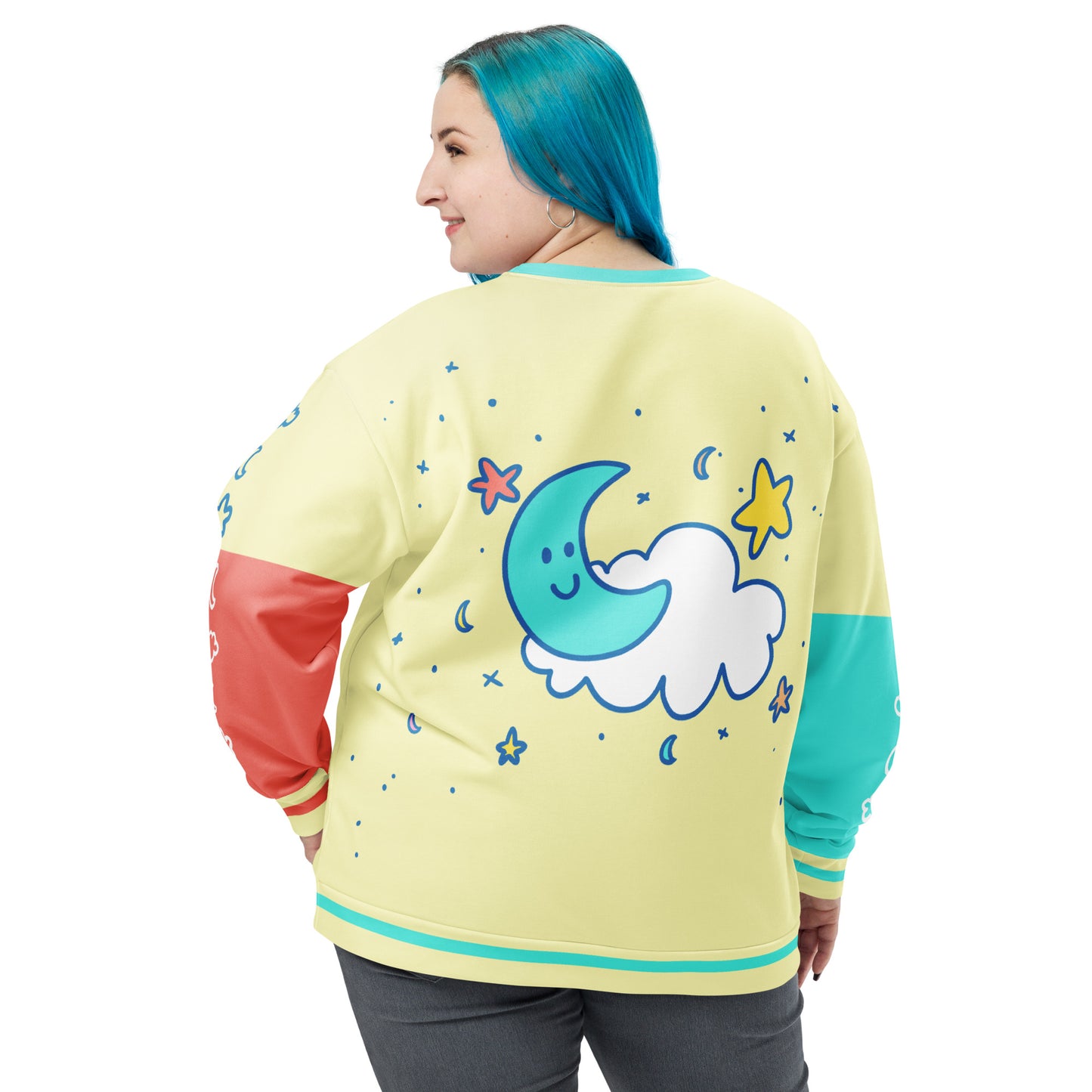 Cute Moon & Stars Sweater | Cute Pastel Aesthetic Kidcore Unisex Sweatshirt