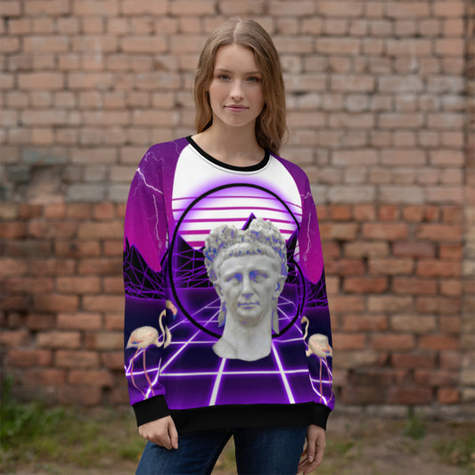 SYNTHWAVE 80's Statue Sweatshirt | Vaporwave Sunset Flamingo Miami Aesthetic