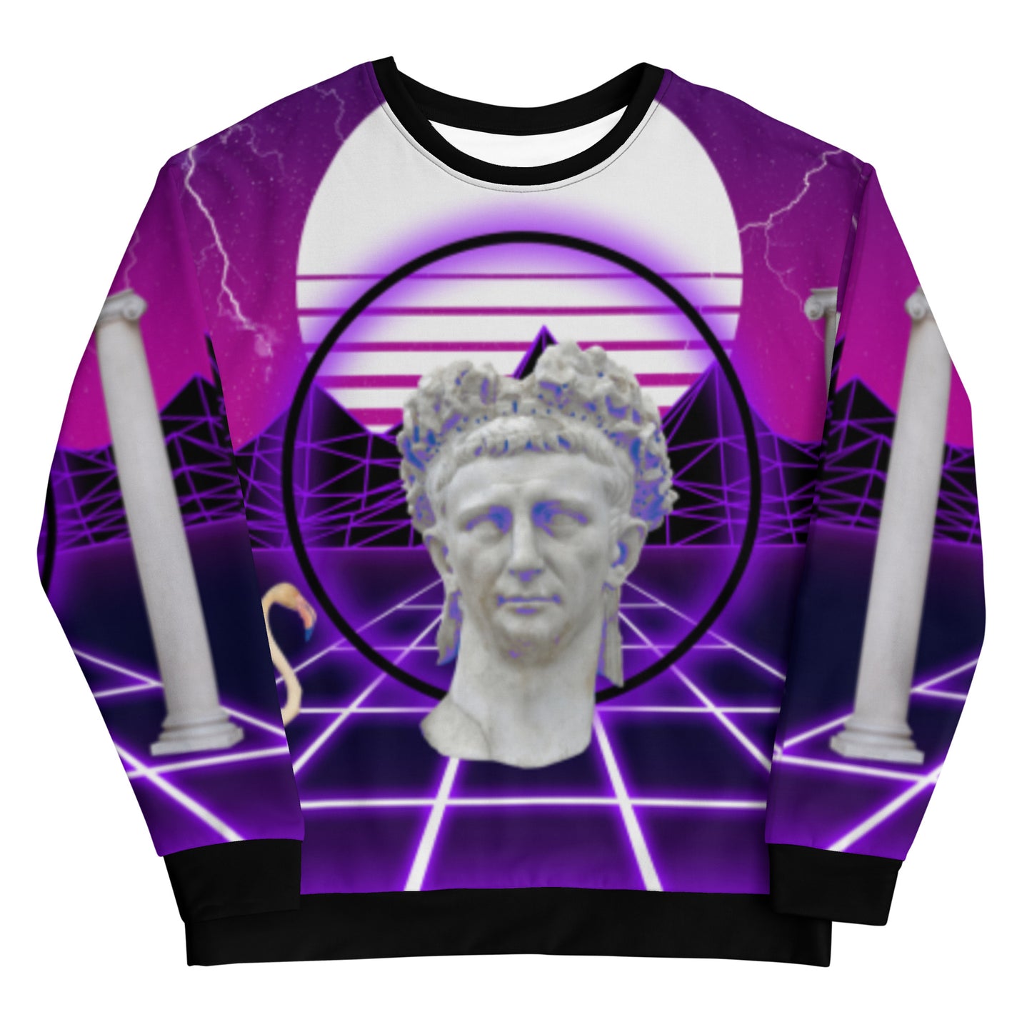 SYNTHWAVE 80's Statue Sweatshirt | Vaporwave Sunset Flamingo Miami Aesthetic