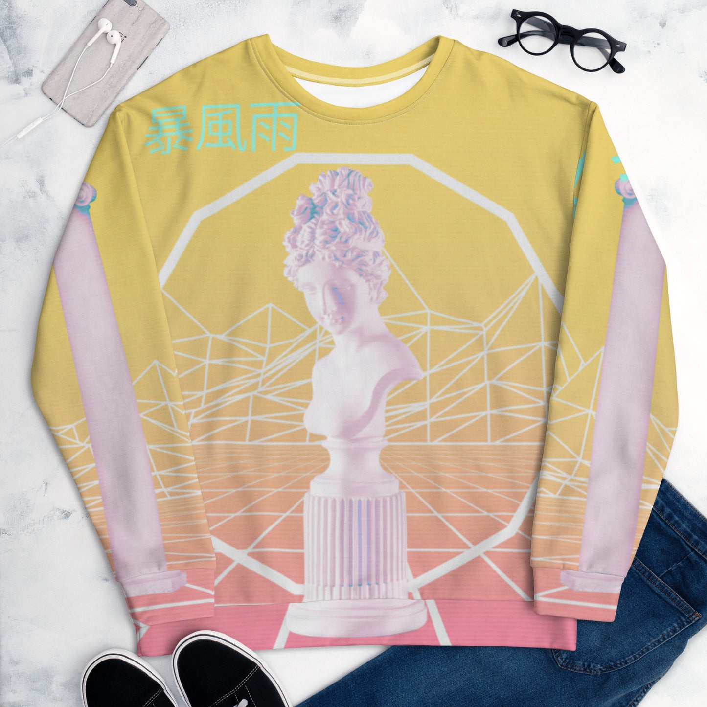 Vaporwave Aesthetic Statue Sweatshirt | Webcore Techwear Sweater