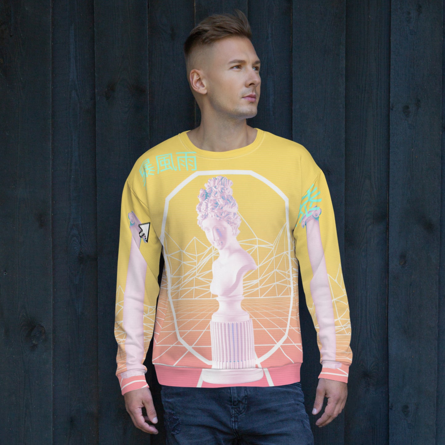 Vaporwave Aesthetic Statue Sweatshirt | Webcore Techwear Sweater