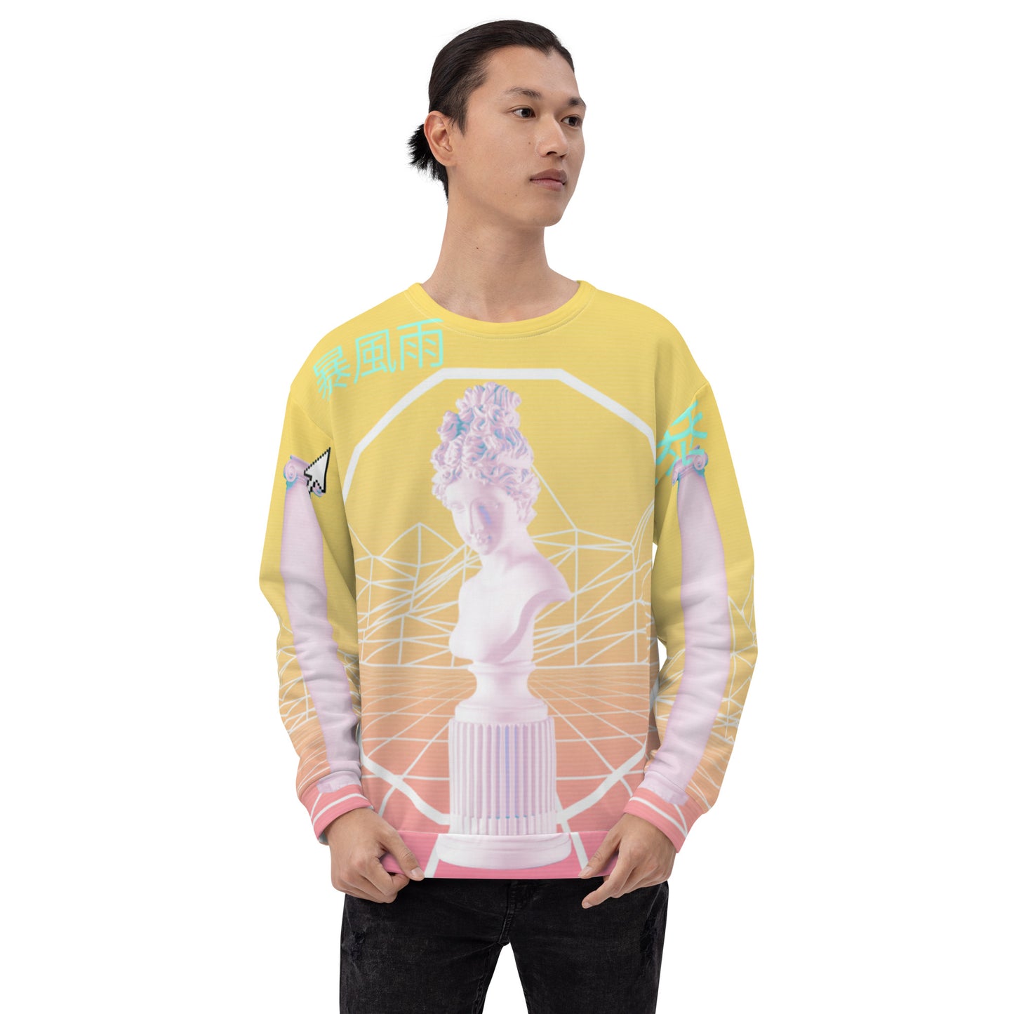 Vaporwave Aesthetic Statue Sweatshirt | Webcore Techwear Sweater