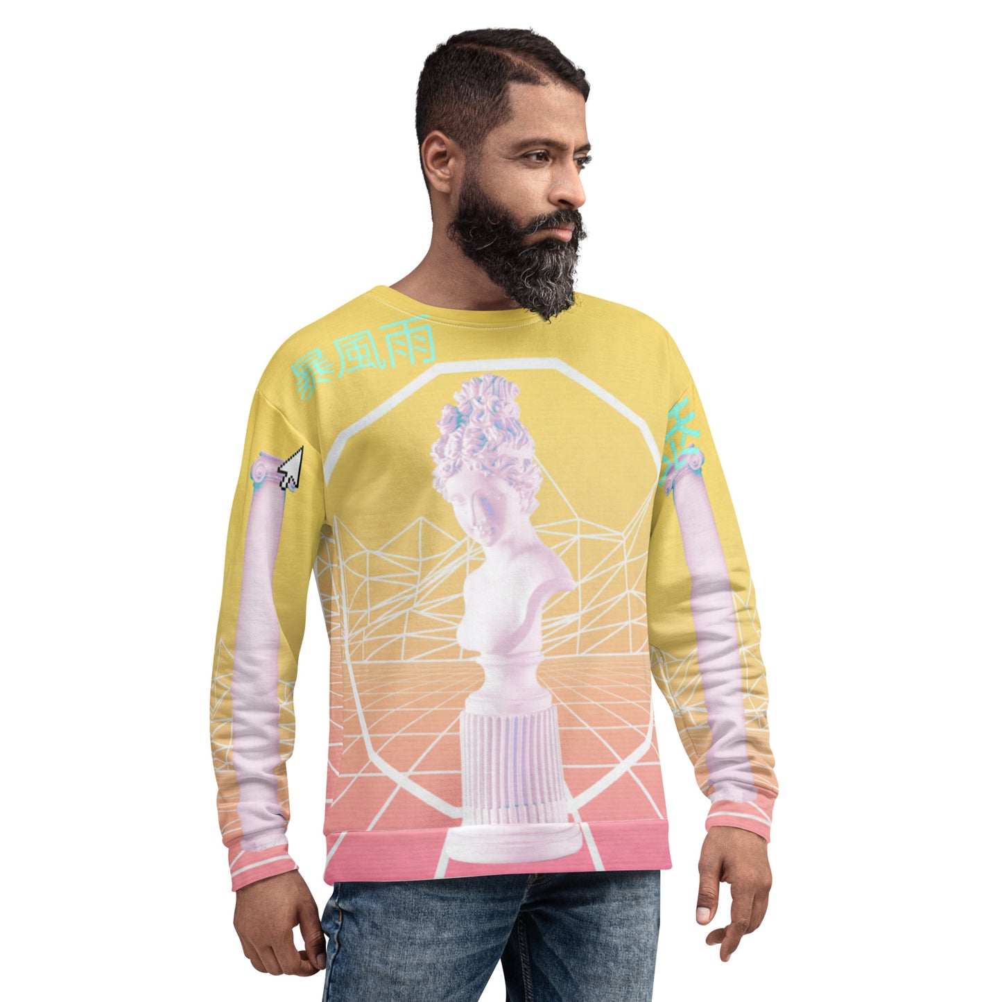 Vaporwave Aesthetic Statue Sweatshirt | Webcore Techwear Sweater