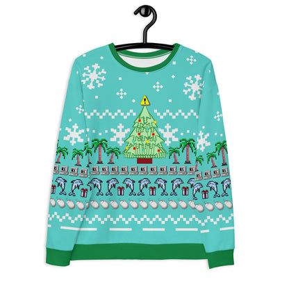 Vaporwave Ugly Christmas Sweater | Aesthetic Sweatshirt Dolphin Palm Tree