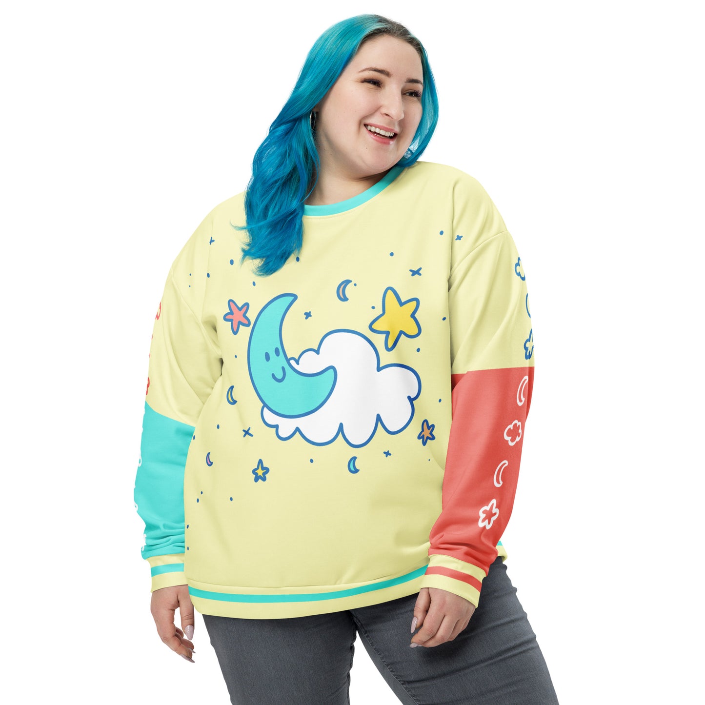 Cute Moon & Stars Sweater | Cute Pastel Aesthetic Kidcore Unisex Sweatshirt