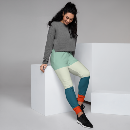 Cute 70's Color Block Women's Joggers with Pockets | Ladies Sweatpants Pajamas XS-3XL