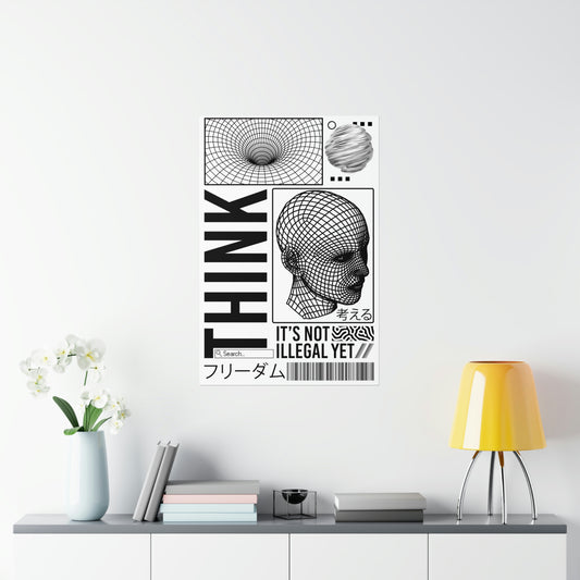 THINK Matte Poster Art Print | Cyberpunk Outrun Japanese Webcore Decor