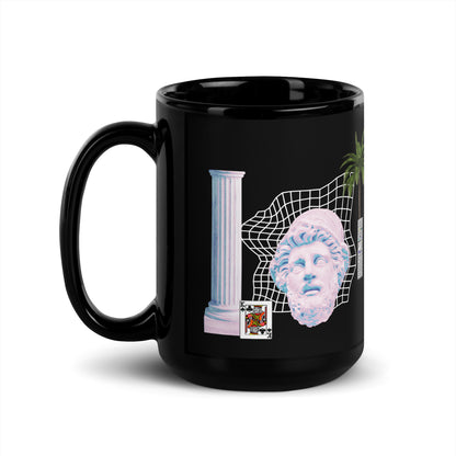 Vaporwave King Black Glossy Mug | Aesthetic 80s 90s Palm Tree