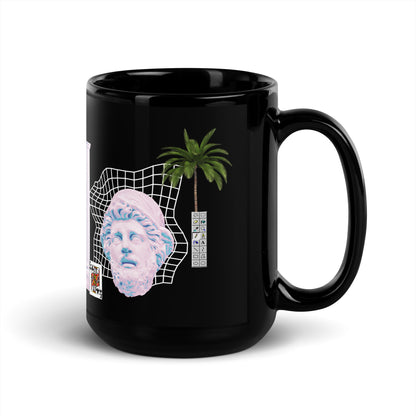 Vaporwave King Black Glossy Mug | Aesthetic 80s 90s Palm Tree