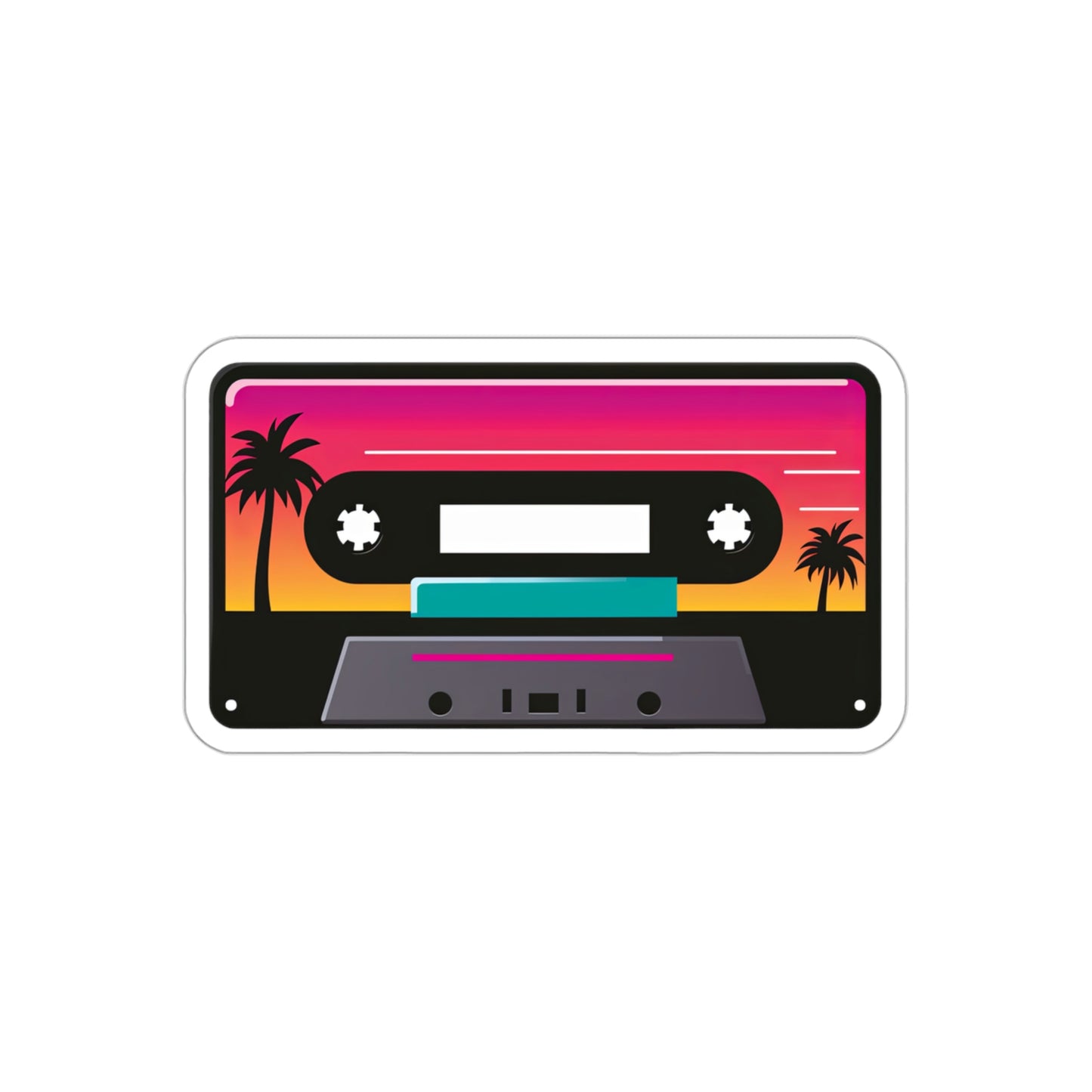 Palm Tree Cassette Tape Sticker | Vaporwave Sunset Lofi Kawaii Aesthetic 2x2-6x6 inches