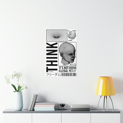 THINK Matte Poster Art Print | Cyberpunk Outrun Japanese Webcore Decor