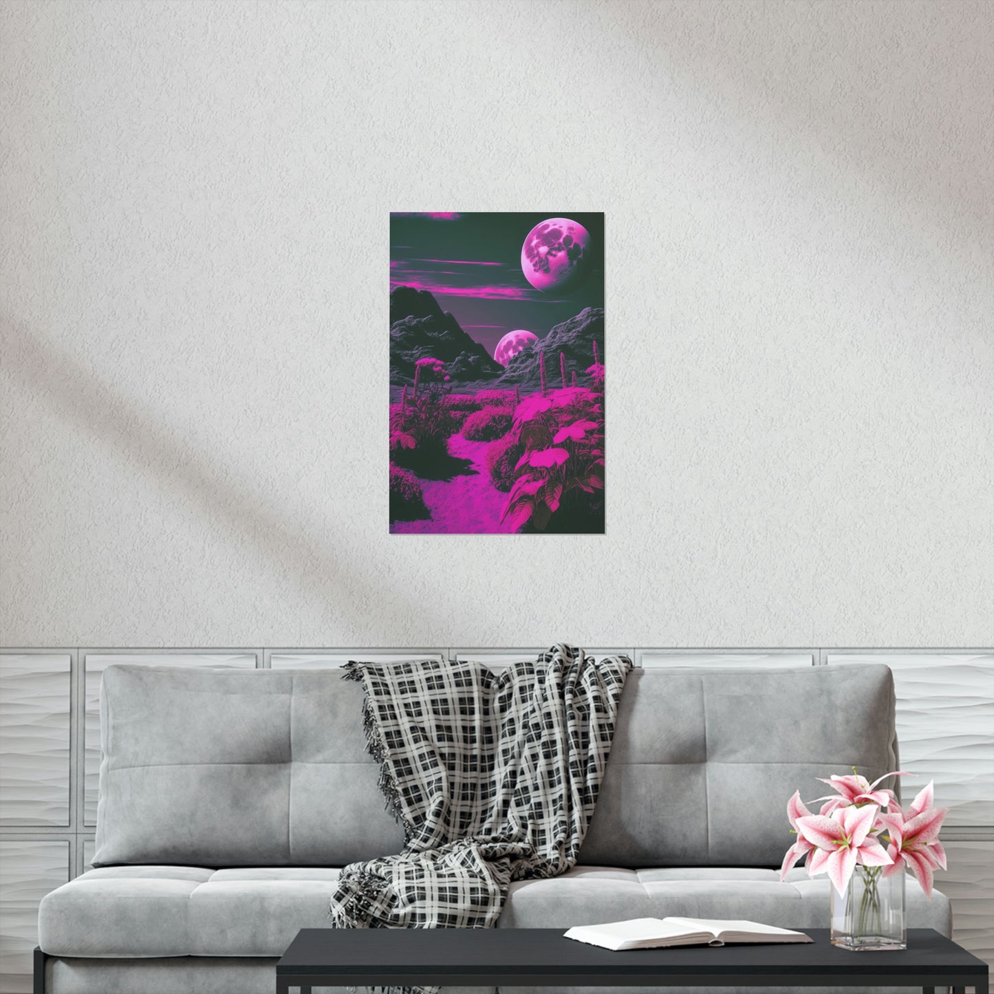 Fuchsia Alien Planet Matte Poster Art Print | Aesthetic Sci-fi Game Room & Kids Room Decor