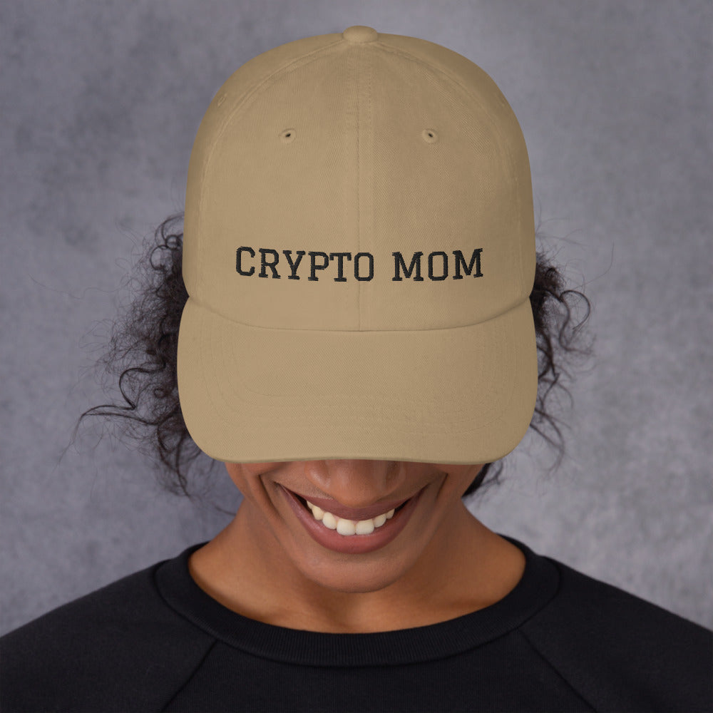 Crypto Mom Hat | Crypto Currency Baseball Cap Dad Hat Style Khaki