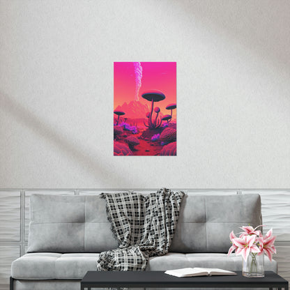 Sci-fi Alien Mushroom Planet Matte Poster Art Print | Aesthetic Game Room & Kids Room Decor