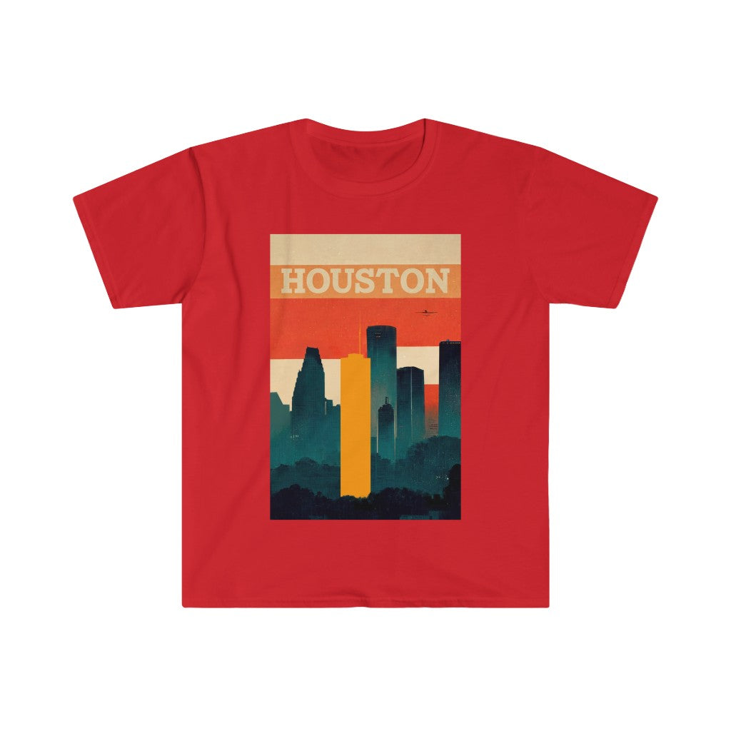 Houston Retro Skyline Unisex T-Shirt - Gildan